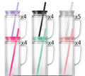 20oz Acrylic Color Straw & Lid Snow Globe w/ handle